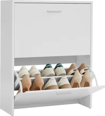 Image de CASABEL Meuble à Chaussures Moderne 2 Abattants - 12 Paires - Rangement chaussures en Bois Composite