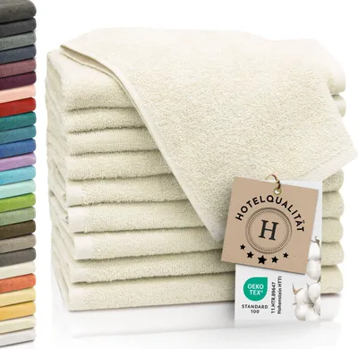 Produktbild von 10er Set Gästetücher, Baumwolle, 30x50 cm, 420g/qm, creme