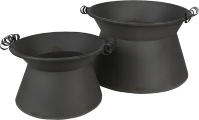 Obrázek produktu pro Sada 2 květináčů Clayre & Eef Ø 28 Ø 22 cm Šedá litina