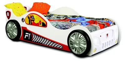 Image de Rennwagen Auto Bett Kinder Möbel Schlaf Zimmer Kind Holz Betten + Matratze