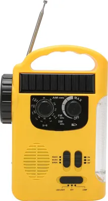 Zdjęcie produktu dla Ręczne radio solarne AM FM SW Radio awaryjne z latarką LED Lampka do czytania Odtwarzacz MP3 na kemping żółty