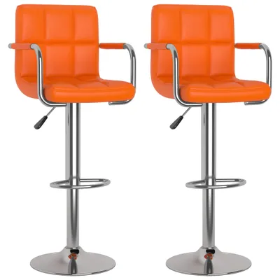 Image de vidaXL Tabouret de bar 2 pcs. Simili cuir orange
