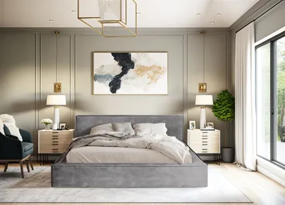 Produktbild von Polsterbett Doppelbett OMAHA 140x200cm Komplettset in Stoff Macau Grau