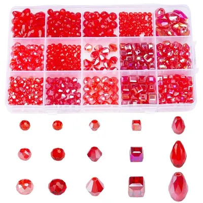 Image de 630 perles en verre rouge pour la création de bijoux