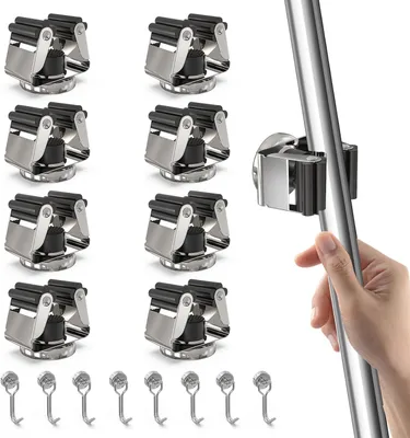 Produktbild von Besenhalter 8 Stück, Edelstahl, Wandmontage, für Küche