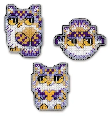 Produktbild von Auslaufmodell Riolis Kreuzstich Set "Magnete Eulenjungen 3er Set", Zählmuster, a 4,5x6cm