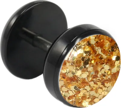 Produktbild von Fake Plug Ohrstecker schwarz Glitterline in verschiedenen Farben und Größen Farbe - Gold Größe - 10 mm