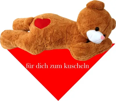 Produktbild von TE-Trend XXL Riesenteddy Geschenk Bär Teddybär Kuscheltier Plüsch Stoff Riesen Teddy 100cm liegend Herz Braun Tuch Für dich zum Kuscheln
