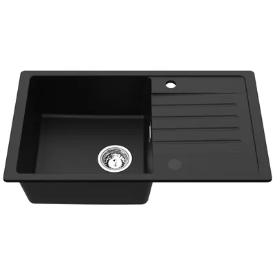 Produktbild von CECIPA Granitspüle Küchenspüle Spülbecken 78x45, Rechteck, Material: Granit Vorgebohrt für eine Armatur Reversibel – Links oder Rechts montierbar