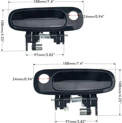 Image de 2 pièces/kit de poignée de porte extérieure de voiture Compatible pour 1998-2002 Corolla Noir