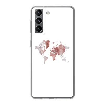 Produktbild von MuchoWow® Handyhülle Schutzhülle Hülle für Samsung Galaxy S21 Weltkarte - Rosa - Farbe Silikon Softcase Handy Hülle - Softcase