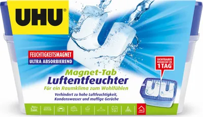 Packaging for a UHU Luftentfeuchter (air dehumidifier) product.