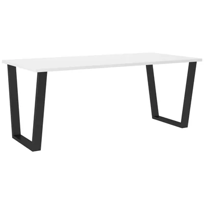 Produktbild von Esstisch CEZI weiß 185x67cm, 75cm hoch, 28mm Tischplatte, pulverbeschichtete Metallfüße