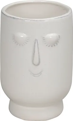 Produktbild von Blumentopf mit Gesicht Übertopf weiss Keramik Topf Vase Pflanztopf Ø12x11,5cm H17cm