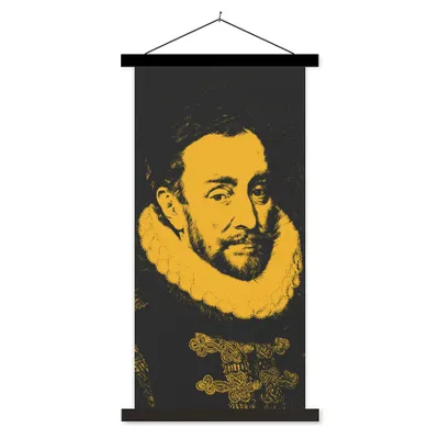 Produktbild von MuchoWow® Textilposter Wilhelm von Oranien - Adriaen Thomasz 40x80 cm mit schwarzem Rahmen - Wandemalerei