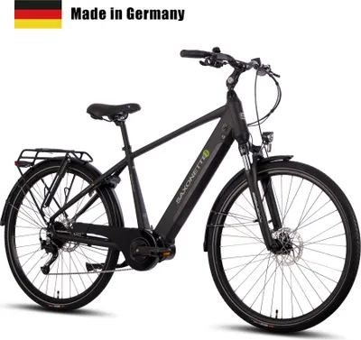 Produktbild von SAXONETTE E-Bike Deluxe Sport ,10 Gang, Mittelmotor, 418 Wh integrierter Akku, Pedelec, Elektrofahrrad, Trekkingrad (Ramenhöhe 54 , Schwarz)