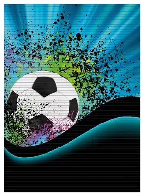Produktbild von Wallario Duschmatte Antirutschmatte Badmatte Fußmatte Fußball - Design Wellen und Regenbogen in blau, Größe ca. 90 x 65 cm
