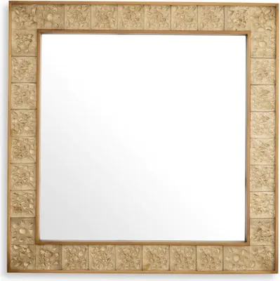 Produktbild von Casa Padrino Luxus Wandspiegel Vintage Messing 110 x 5,5 x H. 110 cm - Quadratischer Wohnzimmer Spiegel - Schlafzimmer Spiegel - Garderoben Spiegel - Luxus Möbel - Luxus Einrichtung