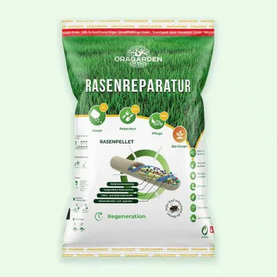 Produktbild von OraGarden Rasenpellets "Regeneration" ummantelte Rasensamen für Rasen-Neuanlage + Nachsaat 1.4 KG
