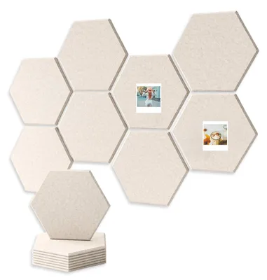 Image de Ensemble de 8 panneaux hexagonaux en feutre pour tableau d'affichage, adhésifs, avec 30 punaises