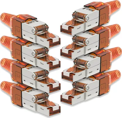 Produktbild von 8x Netzwerk Stecker CAT 7 Werkzeuglos RJ45 CAT7 Netzwerkstecker Netzwerkkabel