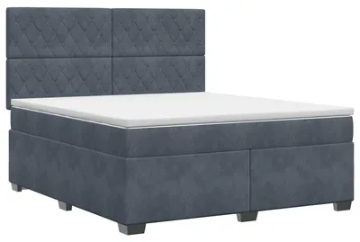 Image de Lit Boxspring avec matelas Gris foncé 140 x 200 cm Velours