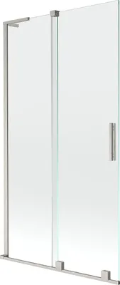 Produktbild von Mexen Velar L Badewannenfaltwand 2-flügelig schiebbar 100 x 150 cm, transparent, gebürsteter Nickel - 896-100-003-01-97