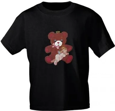 Produktbild von T-Shirt mit Print - Teddy Bär - 06948 - versch. Farben zur Wahl - Color - schwarz Größe - L