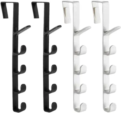 Imagen del producto de Ganchos para puerta, 4 unidades, 28 x 4,5 cm, ideales para ahorrar espacio y colgar chaquetas y toallas