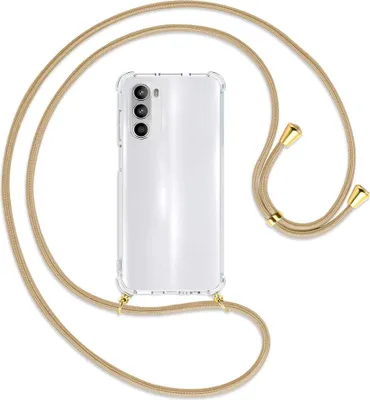Produktbild von Handykette Backcover-Schutzhülle mit Band (Metall goldfarben) für Motorola Moto G52 / G82 - caramel