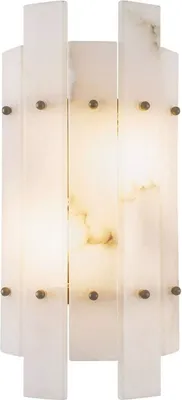 Image de Casa Padrino Applique murale de luxe albâtre / laiton antique 19 x 10 x H. 40 cm - Applique murale de salon avec abat-jour albâtre - Luminaires de luxe - Intérieur de luxe - Meubles de luxe