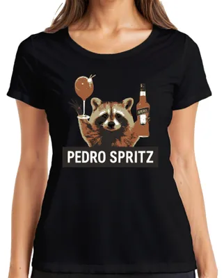 Immagine prodotto di Pedro Spritz Raccoon Aperol Spritz Cocktail Summer Gift Maglietta da donna, nero, M