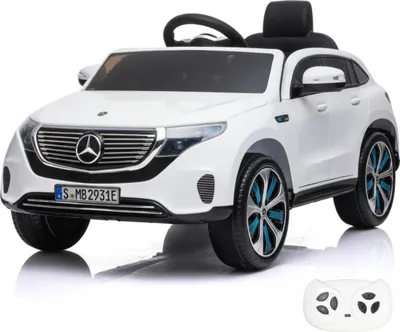 Obrázok produktu pre Detské elektrické auto Mercedes-Benz EQC400 12 V (1–6 rokov) – oficiálne licencované, s diaľkovým ovládaním, pneumatikami EVA a koženým sedadlom – detské elektrické vozidlo – biele