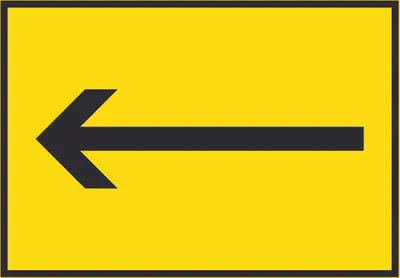 Produktbild von Richtungspfeil links Schild waagerecht schwarz gelb Pfeil A6 Rückseite selbstklebend