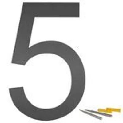 Produktbild von Edelstahl Hausnummer Nummer "5" Hausnummernschild Schrift Arial Anthrazit Matt 20cm V2Aox