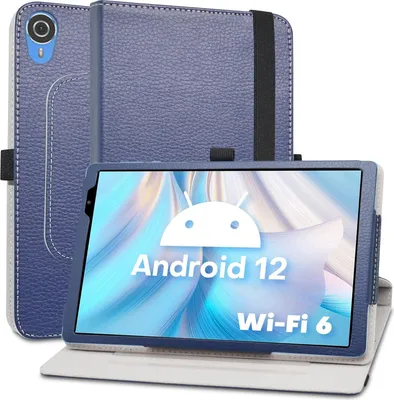 Image de Housse pivotante pour TECLAST P25T 10,1" en cuirPolyuréthaneavec fonction de support Bleu