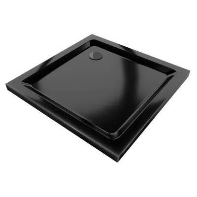 Obrázek produktu pro Mexen Flat čtvercová vanička do sprchového kout slim 70 x 70 cm, Černá, sifon Černá - 40707070B