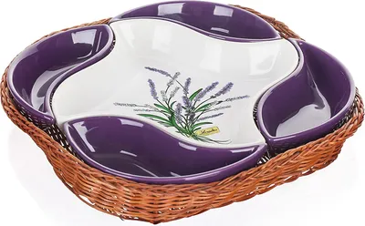 Produktbild von Banquet Lavendel Schale in der EIN Korb, Keramik, Violett, 28 x 28 x 5 cm