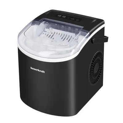 Zdjęcie produktu dla Automatyczna cicha wydajna kostkarka do lodu Bauerkraft prosta obsługa 12kg/24h czarny