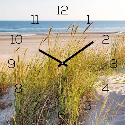 Produktbild von Wanduhr Glas 30x30cm Strand Meer Düne Glasuhr Uhr Glasbild Natur Bild Wanddeko