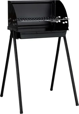 Zdjęcie produktu dla Grill węglowy, z osłoną przeciwwiatrową, regulacja wysokości, na kemping, 46 x 46 x 73,5 cm