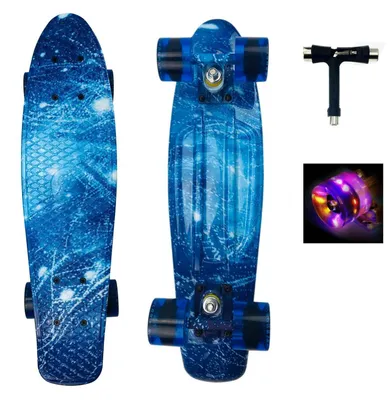 Immagine prodotto di Mini skateboard cruiser da 22 pollici con ruote luminose a LED, adatto a bambini e adulti