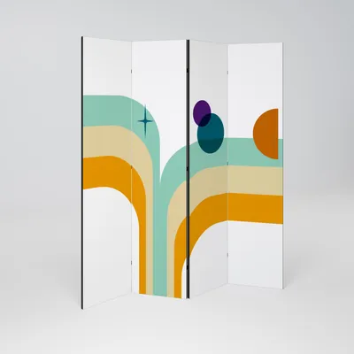 Produktbild von SpaceRebels Paravent Raumteiler - 4-teilig Raumtrenner, Druck 1-Seite - Raumtrenner - Trennwand Wohnung - Room Divider - Spanische Wand Deko Modern Sichtschutz