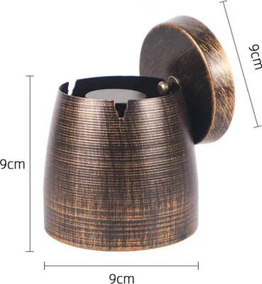 Produktbild von INF Metall Aschenbecher mit Deckel - Konischer Aschenbecher für Bar und Zuhause S