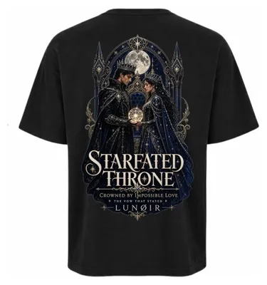Produktbild von Damen Oversize T-Shirt Schwarz L – Bedrucktes Shirt mit Sternen Motiv aus Baumwolle – LUNØIR ©