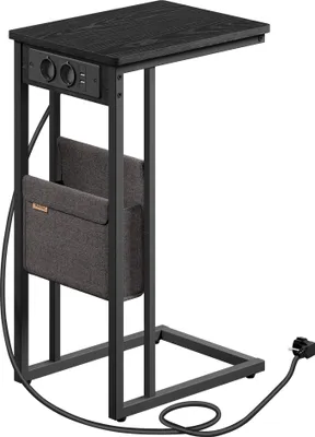 Produktbild von VASAGLE Beistelltisch mit Steckdosen, C Form für kleine Räume, 2 USB-Anschlüsse