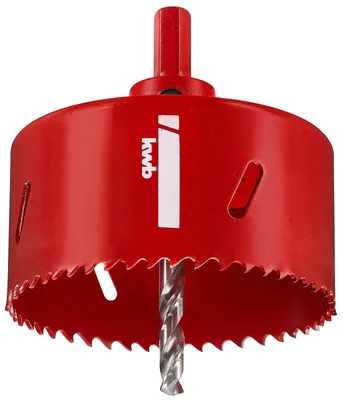 Produktbild von kwb HSS Bi-Metall-Lochsäge Ø 95 mm mit progressiver Vario-Zahnung, hoher Präzision, Sechskantschaft, 38 mm Schnitttiefe und Zentrierbohrer
