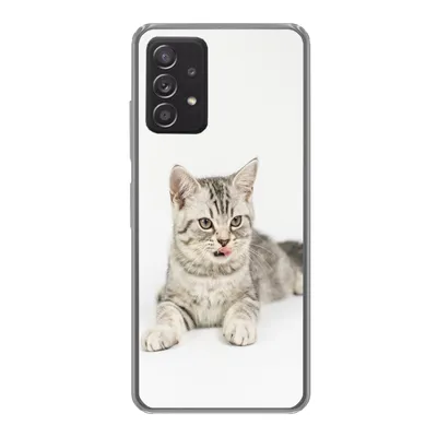 Produktbild von MuchoWow® Handyhülle Schutzhülle Hülle für Samsung galaxy a73 Kitten - Weiß - Sohle - Mädchen - Kinder - Jungen - Kind Silikon Softcase Handy Hülle - Handyhülle