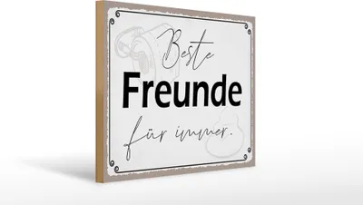Produktbild von Holzschild Beste Freunde für immer, 40 x 30 cm, Holzschilder Spruch Glück Weisheit