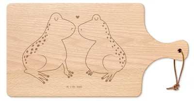 Produktbild von Mr. & Mrs. Panda Frühstücksbrettchen Frosch Liebe - Transparent - Geschenk, Paar, vesperbrett, brett holz, Holzbrett, Freundin, Servierbrett, Schneidebrett, Verlobung